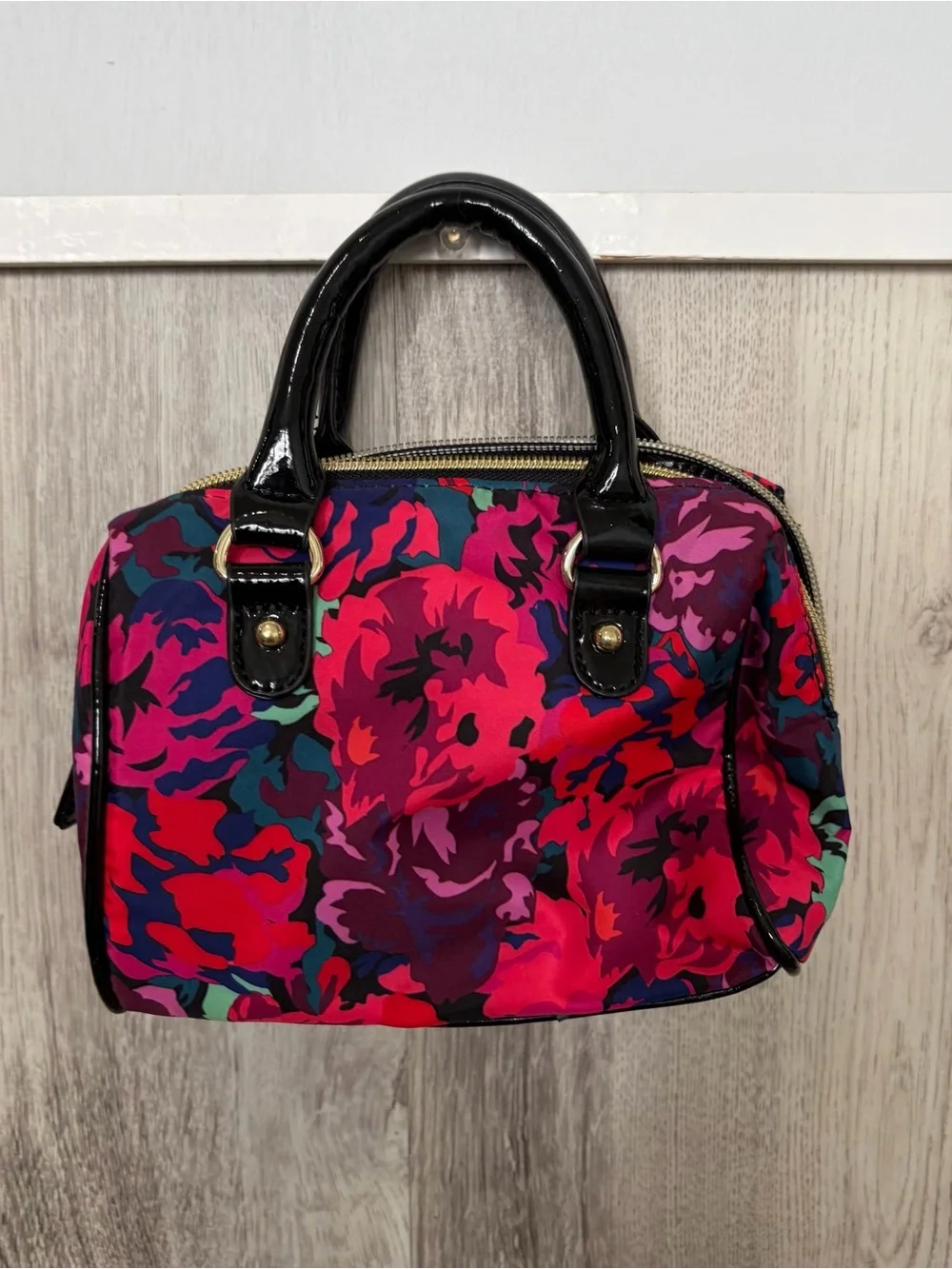 Betsey Johnson Mini Satchel Floral Pink Bow Bag Top Handle extra small